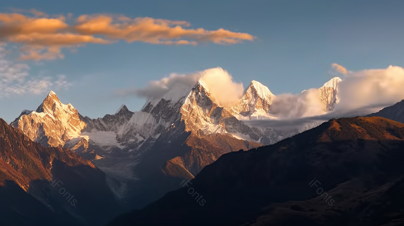 四姑娘山顶的夕阳光,高清,摄影图,摄影图片,图片大全,摄影图免费下载